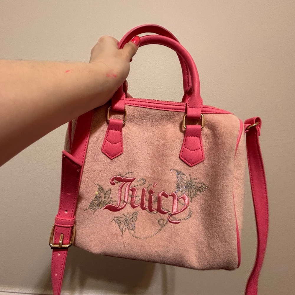 Juicy Couture Pink Satchel with Embroidered Logo